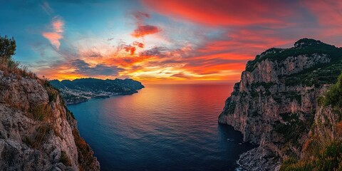 Dramatic sunset over a coastal landscape (1)