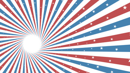 Fototapeta premium Patriotic Red White Blue Radial Starburst Background for 4th of July