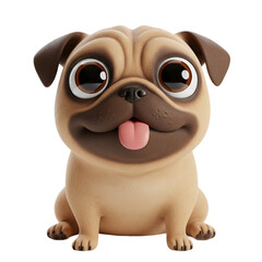 Naklejka premium Cute Pug Puppy Cartoon Dog Illustration