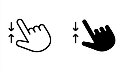 Swipe icons set. Hands button icons on white background