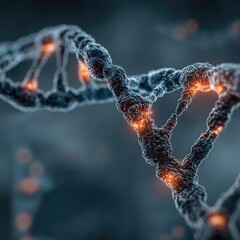 Detailed 3D Render of Glowing DNA Double Helix