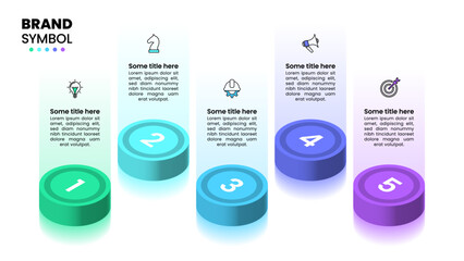 Infographics template. 5 isometric columns with numbers