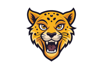 Angry cheetah roars fiercely displaying its sharp teeth in a menacing mascot style