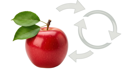 Isolated Apple and Recycling Arrows