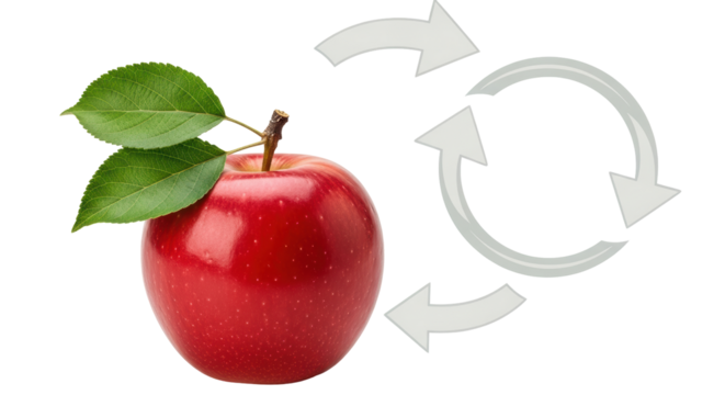 Isolated Apple and Recycling Arrows