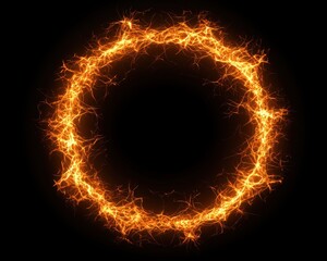 Vibrant Circle of Electric Energy with Fiery Sparks and Glow