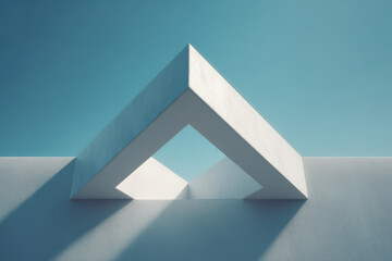 photorealistic ultraminimalist image of clear sky featuring single chevron against clean background