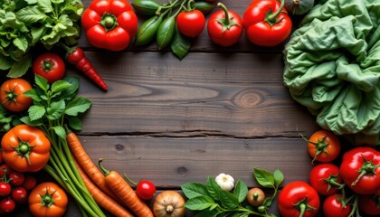 Colorful Fresh Vegetables on Wooden Table in Rustic Arrangement