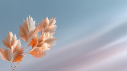 Elegant Dried Leaves Illustration with Soft Orange and White Hues on a Subtle Background