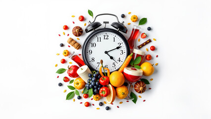 Vibrant Clock Surrounded by Fresh Produce