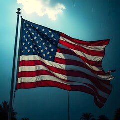 Patriotic American Flag Waving in wind, 4th July Wallpapers, independence day