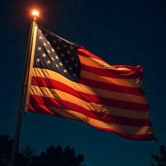 Patriotic American Flag Waving in wind, 4th July Wallpapers, independence day