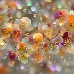Ethereal Pastel Flowers with Soft Bokeh Lights