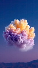 Fiery Eruption Abstract Art: Purple Orange Yellow Smoke Cloud Explosion