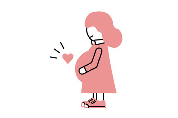 ゆるい感じの妊婦のイラスト