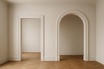 Side-by-side view of interior architectural refinement, replacing a basic rectangular doorway with a sophisticated arched opening.
