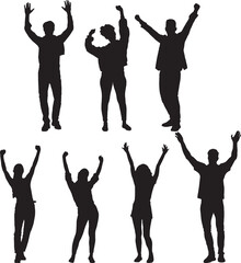 Celebration Silhouettes Vector Set, Isolated on White Background