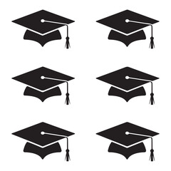 Minimalist Graduation Cap Silhouette Icons Vector Collection