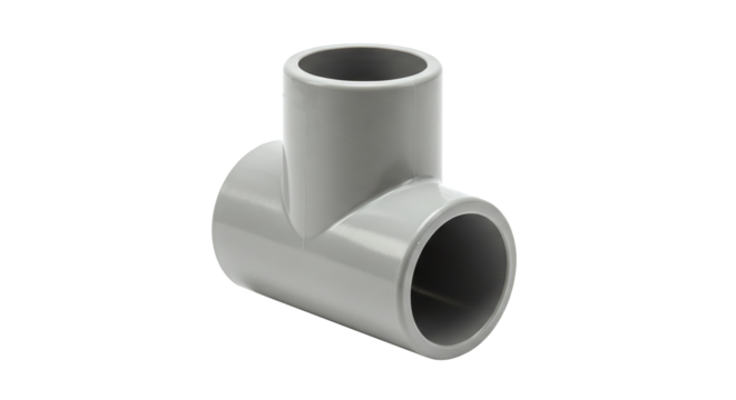 T joint PVC pipe png. PVC T pipe plumbing fitting connector joint for water systems isolated on a transparent background