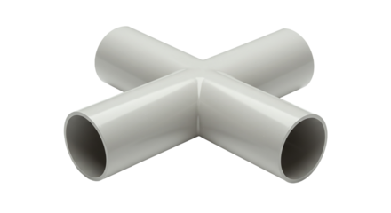 PVC X joint pipe plumbing fitting connector for drainage systems isolated on a transparent background