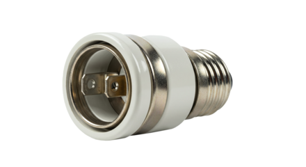 Bulb Holder png. Metal light bulb socket adapter converter for electrical fittings isolated on a transparent background