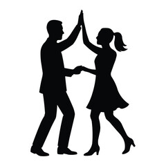 man and woman dancing silhouette vector illustrations on white background