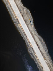 road construction over sea from Oulunsalo to Hailuoto, Oulu Finland