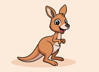 cute little kangaroo with big eyes running and smiling happy