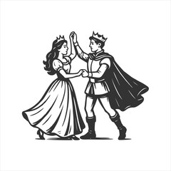 Elegant Dance of Royalty: Prince and Princess Illustration