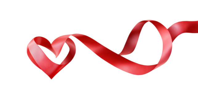 red ribbon in heart shape on white background - Powered by Adobe