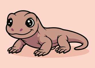 cute little commode with big eyes running and smiling happy