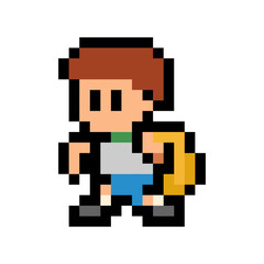 8-Bit Pixel Art Boy Student with Backpack