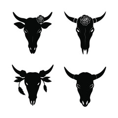 black and white cow silhouette