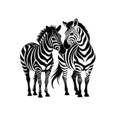 "Zebra Couple Vector Art – Black and White Wildlife Illustration"

