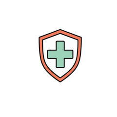 Fototapeta premium A health and safety icon featuring a shield and a medical cross.