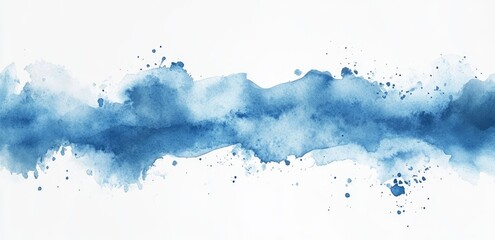 Abstract watercolor wash in shades of indigo blue on white background