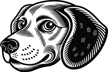 A stylized papillon dog head presents a charming smile in monochrome simplicity