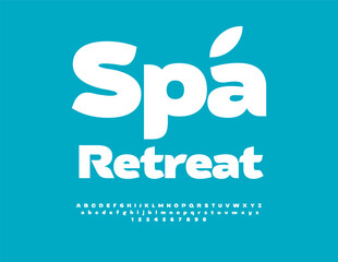 Vector Healthy concept Spa Retreat. Stylish White Font. Modern Cool Alphabet Letters and Numbers set