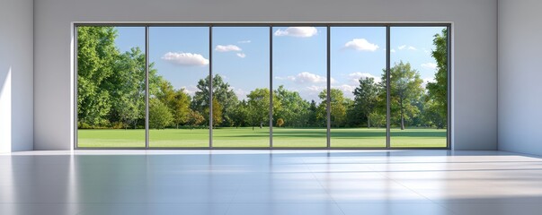 Modern architectural window view nature landscape interior design