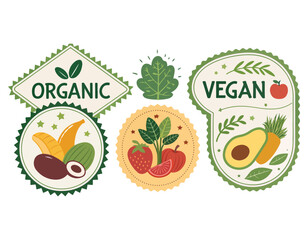Organic and Vegan Food Badges Labels