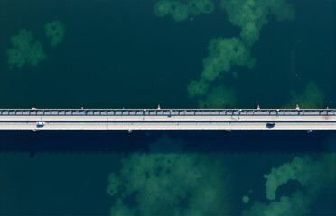Aerial View of Bridge and Water Surface