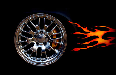 Flame and Car Wheel Hub