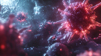 Microscopic View of Viral Particles in a Cellular Environment