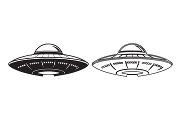 UFO icon silhouette on white background
