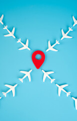 A large amount of aircraft traffic arrives at the destination. Peak travel season, overcrowded...