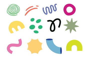 Playful abstract shapes vector illustration – vibrant and colorful decorative elements in a fun modern style