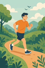 boy running on the road