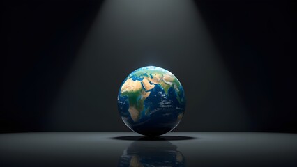 Global spinning blue planet Earth in space with continents of Europe, Asia, and America, perfect for business, travel, and communication