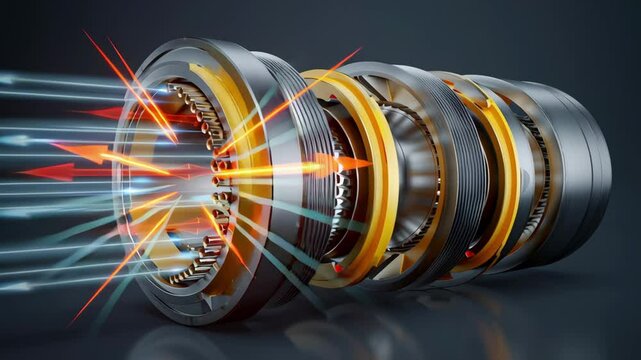 A diagram illustrating the different layers of a thrust bearing highlighting the inner race outer race and ball or roller elements with arrows indicating the direction of thrust load