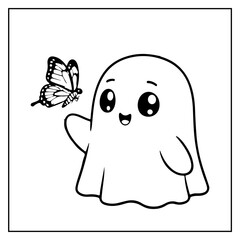 Fototapeta premium Ghost Moments Coloring Book for Kids and Adults.